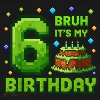 Bruh It'S My 6th Birthday Boy Gamer Pixel 6 Year Old Baby Bodysuit thumb 2