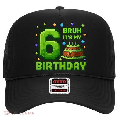 Bruh It'S My 6th Birthday Boy Gamer Pixel 6 Year Old Hat