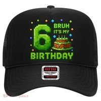 Bruh It'S My 6th Birthday Boy Gamer Pixel 6 Year Old Hat thumb 0