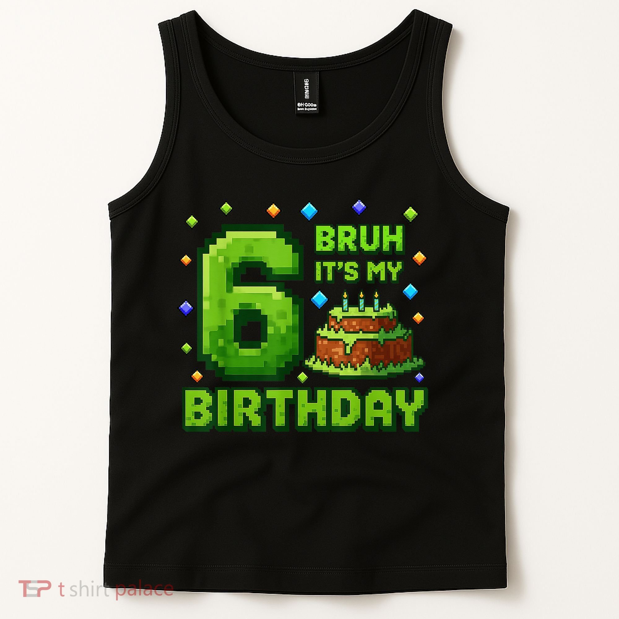 Bruh It'S My 6th Birthday Boy Gamer Pixel 6 Year Old Tank Top