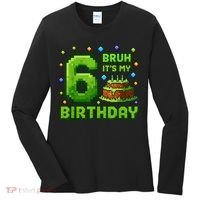Bruh It'S My 6th Birthday Boy Gamer Pixel 6 Year Old Women's Long Sleeve Shirt thumb 0