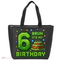 Bruh It'S My 6th Birthday Boy Gamer Pixel 6 Year Old Tote Bag thumb 0