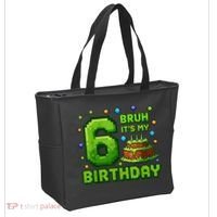 Bruh It'S My 6th Birthday Boy Gamer Pixel 6 Year Old Tote Bag thumb 2