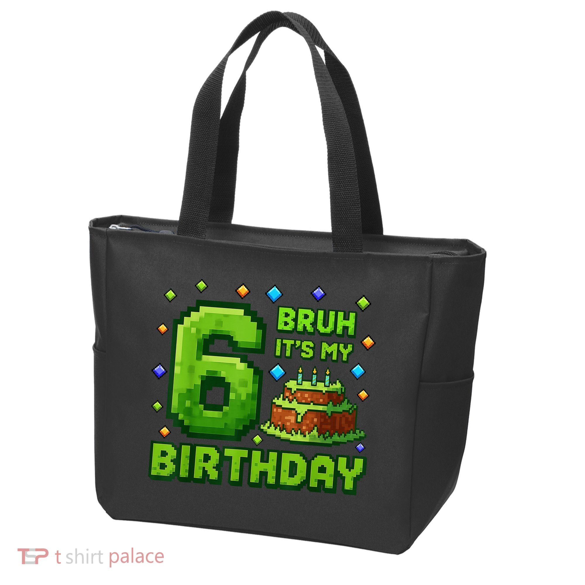 Bruh It'S My 6th Birthday Boy Gamer Pixel 6 Year Old Tote Bag