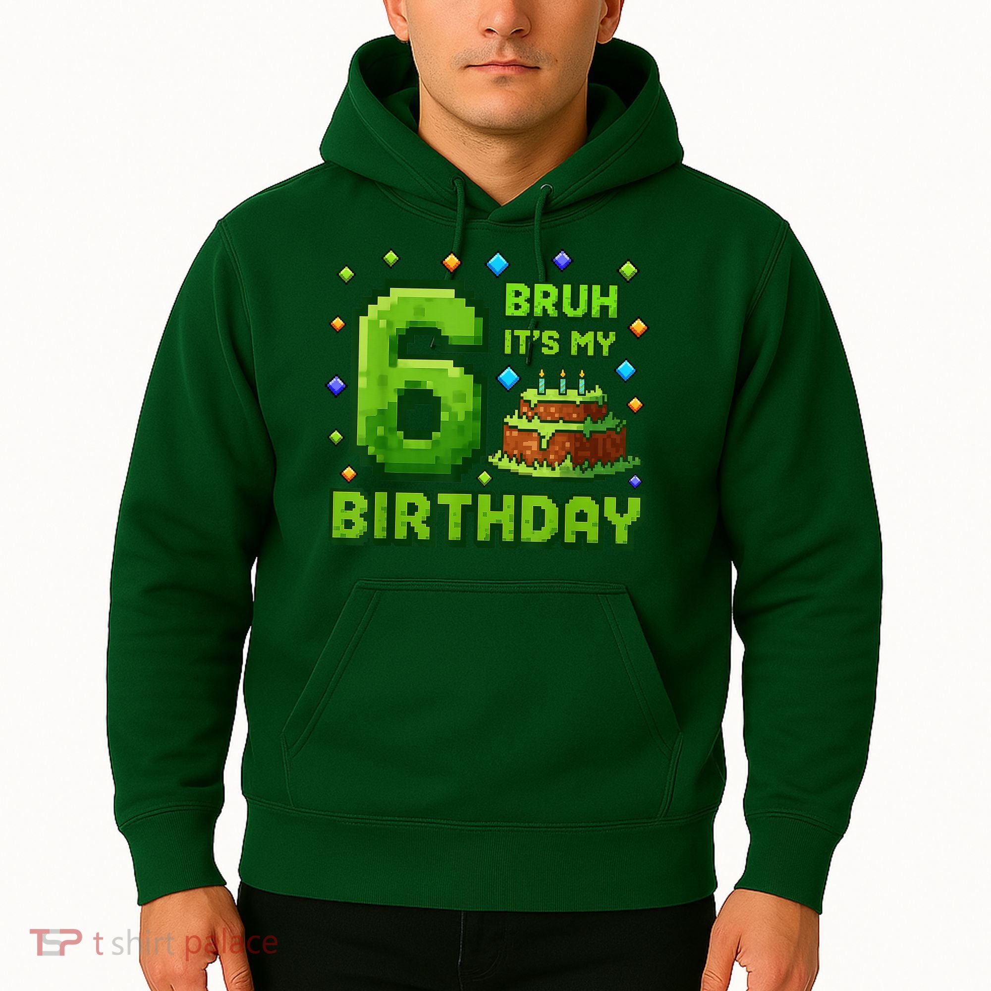 Bruh It'S My 6th Birthday Boy Gamer Pixel 6 Year Old Hoodie