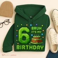 Bruh It'S My 6th Birthday Boy Gamer Pixel 6 Year Old Hoodie thumb 4