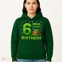 Bruh It'S My 6th Birthday Boy Gamer Pixel 6 Year Old Hoodie thumb 5