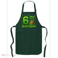 Bruh It'S My 6th Birthday Boy Gamer Pixel 6 Year Old Apron thumb 0