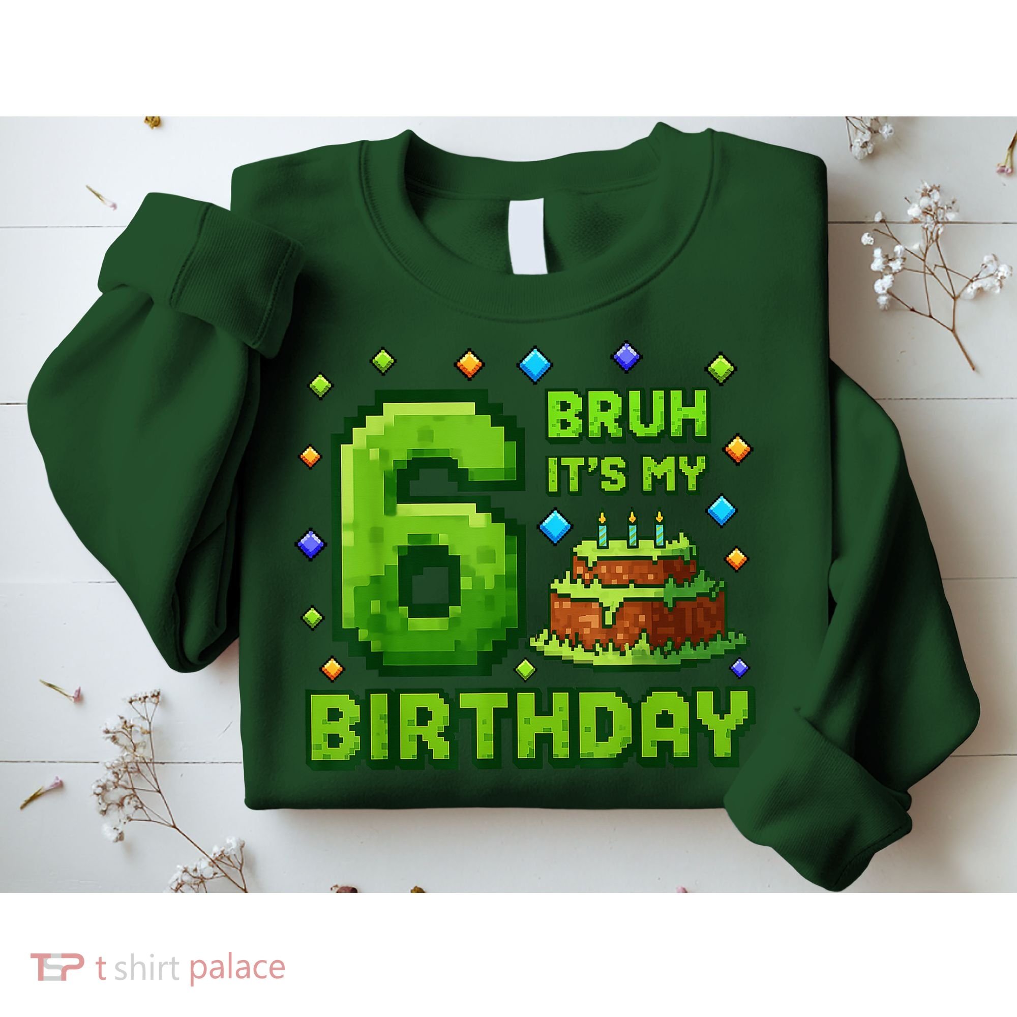 Bruh It'S My 6th Birthday Boy Gamer Pixel 6 Year Old Sweatshirt