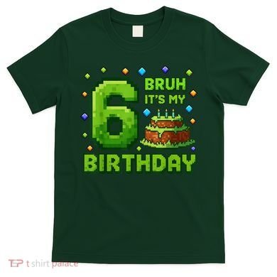 Bruh It'S My 6th Birthday Boy Gamer Pixel 6 Year Old T-Shirt