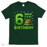 Bruh It'S My 6th Birthday Boy Gamer Pixel 6 Year Old T-Shirt thumb 0