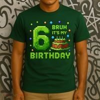 Bruh It'S My 6th Birthday Boy Gamer Pixel 6 Year Old T-Shirt thumb 3