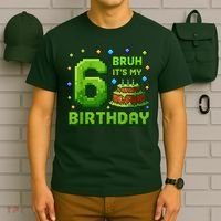 Bruh It'S My 6th Birthday Boy Gamer Pixel 6 Year Old T-Shirt thumb 6