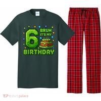Bruh It'S My 6th Birthday Boy Gamer Pixel 6 Year Old Pajama Set thumb 0