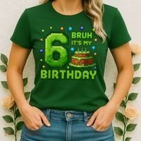 Bruh It'S My 6th Birthday Boy Gamer Pixel 6 Year Old Women's T-Shirt thumb 2