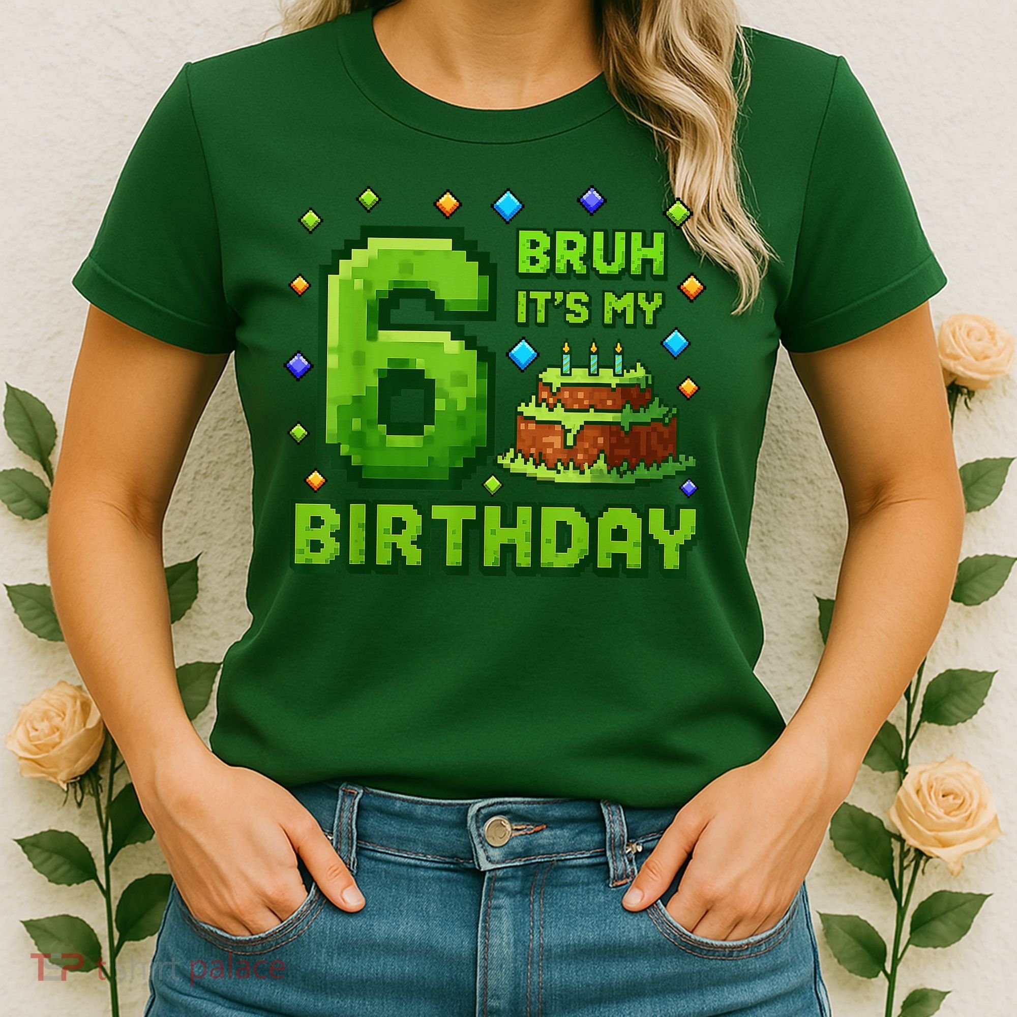 Bruh It'S My 6th Birthday Boy Gamer Pixel 6 Year Old Women's T-Shirt