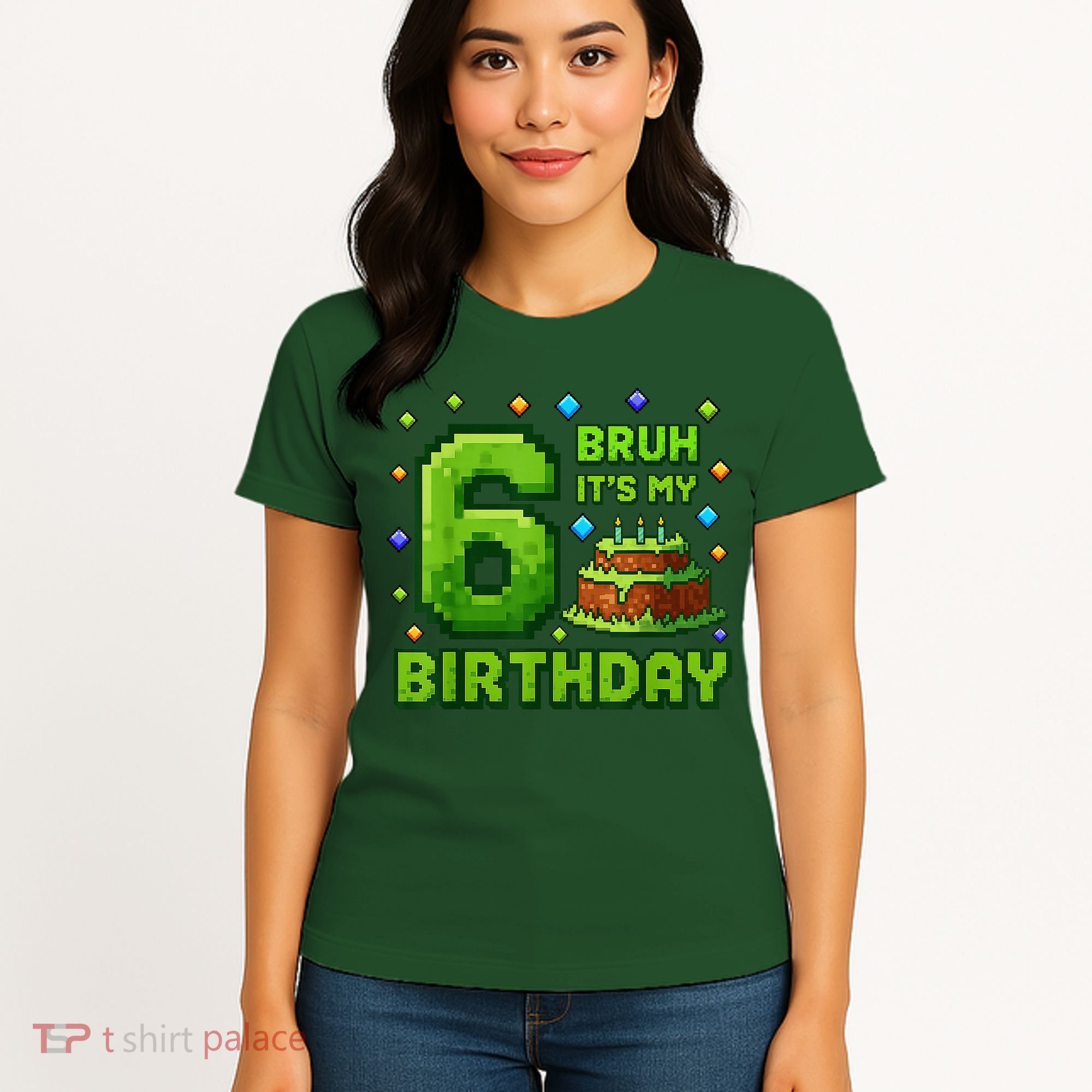 Bruh It'S My 6th Birthday Boy Gamer Pixel 6 Year Old Women's T-Shirt
