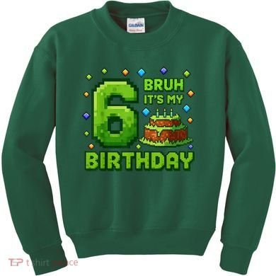 Bruh It'S My 6th Birthday Boy Gamer Pixel 6 Year Old Kids Sweatshirt