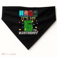 Bruh It'S My 6th Birthday Video Game Pixel Birthday Boy USA-Made Doggie Bandana thumb 0