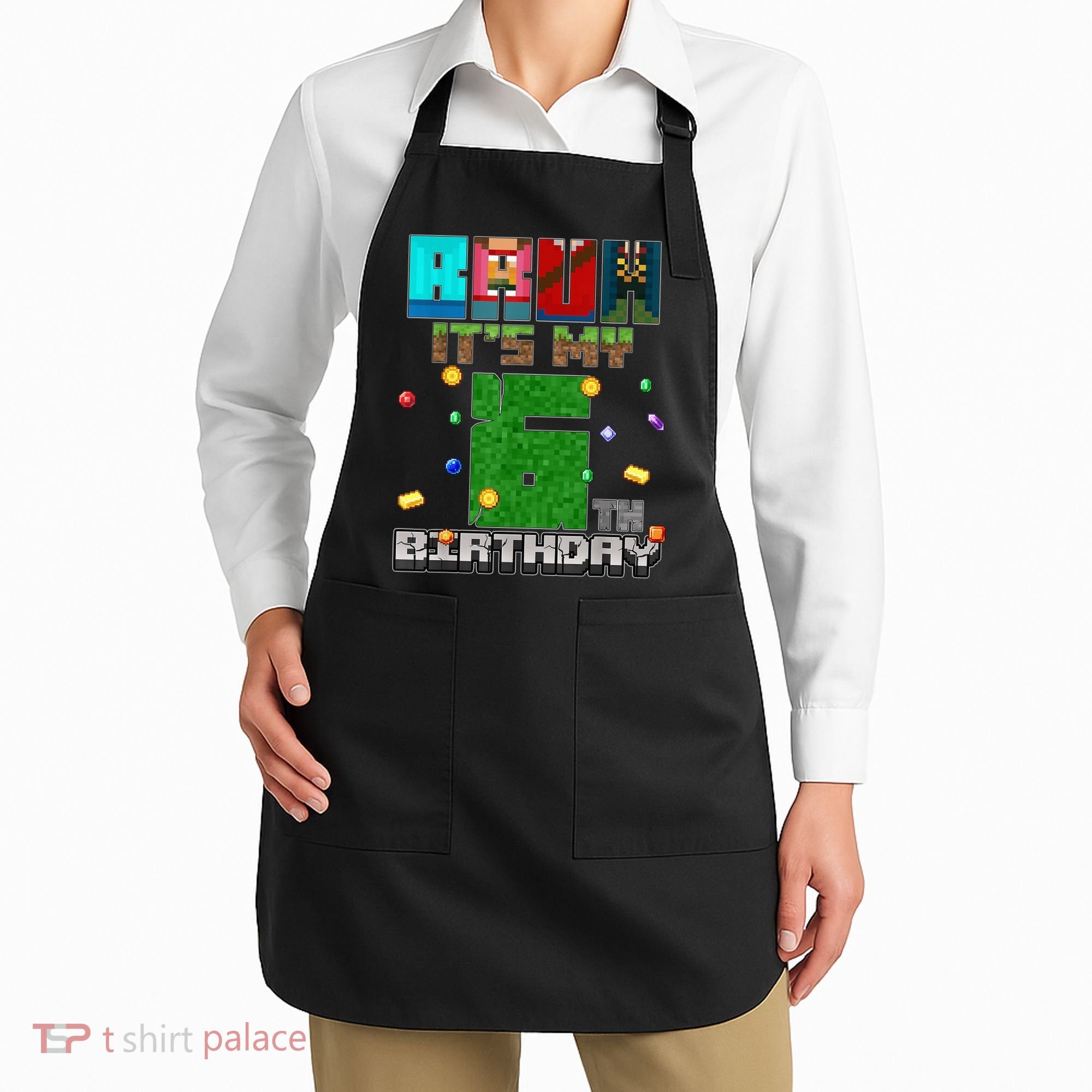 Bruh It'S My 6th Birthday Video Game Pixel Birthday Boy Apron