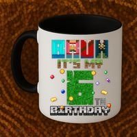Bruh It'S My 6th Birthday Video Game Pixel Birthday Boy Coffee Mug thumb 2