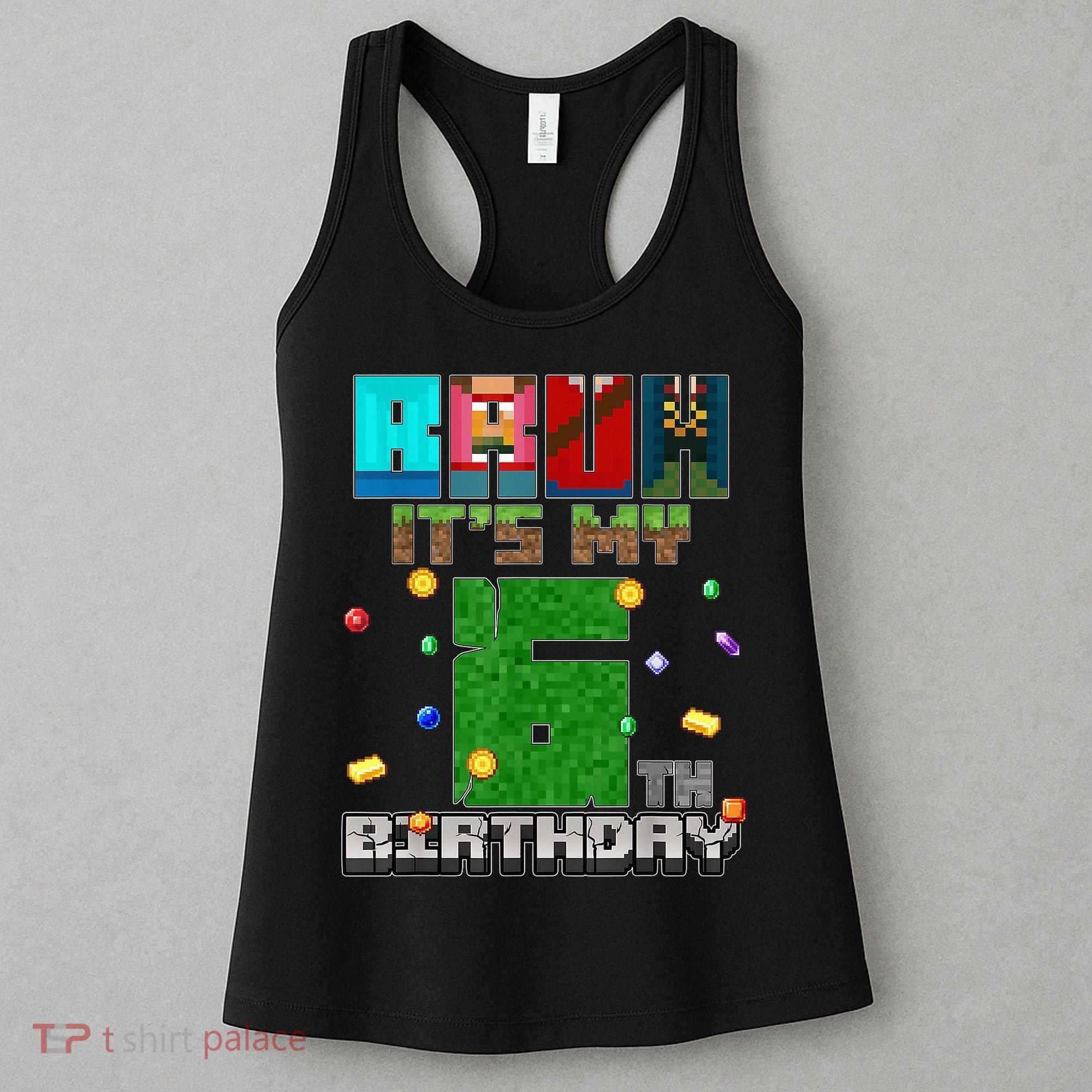 Bruh It'S My 6th Birthday Video Game Pixel Birthday Boy Women's Tank Top