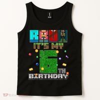 Bruh It'S My 6th Birthday Video Game Pixel Birthday Boy Tank Top thumb 2