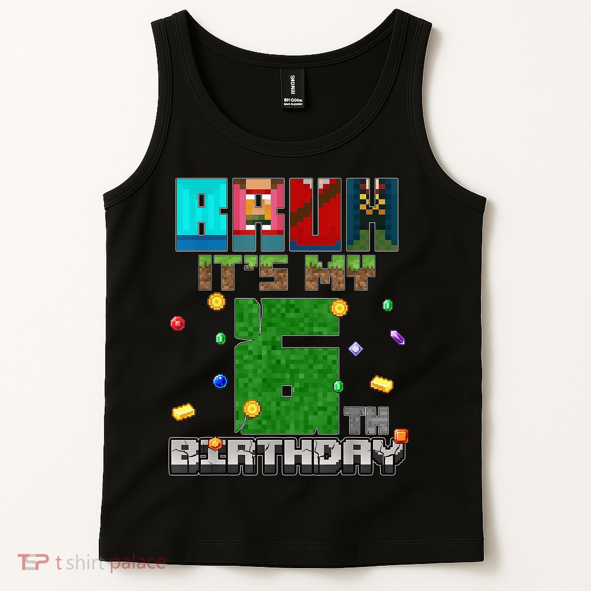 Bruh It'S My 6th Birthday Video Game Pixel Birthday Boy Tank Top