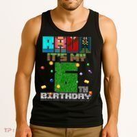 Bruh It'S My 6th Birthday Video Game Pixel Birthday Boy Tank Top thumb 3