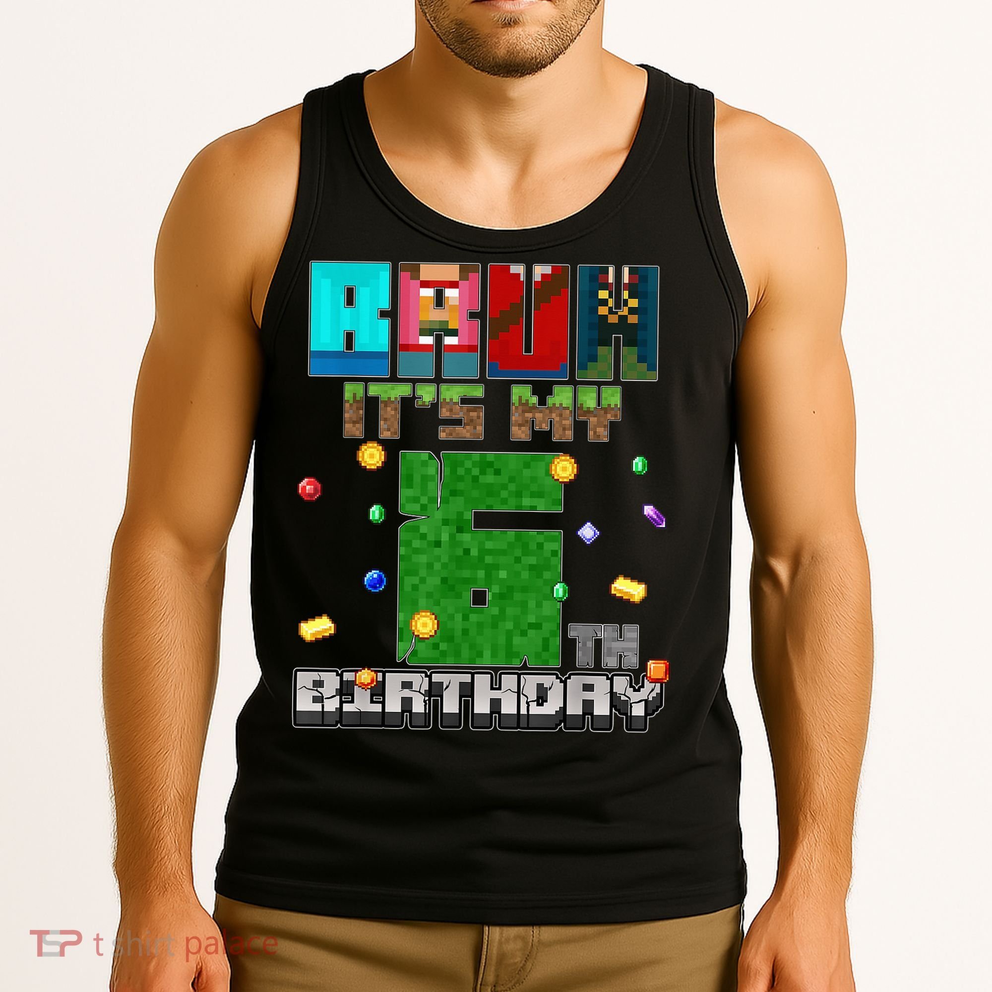 Bruh It'S My 6th Birthday Video Game Pixel Birthday Boy Tank Top
