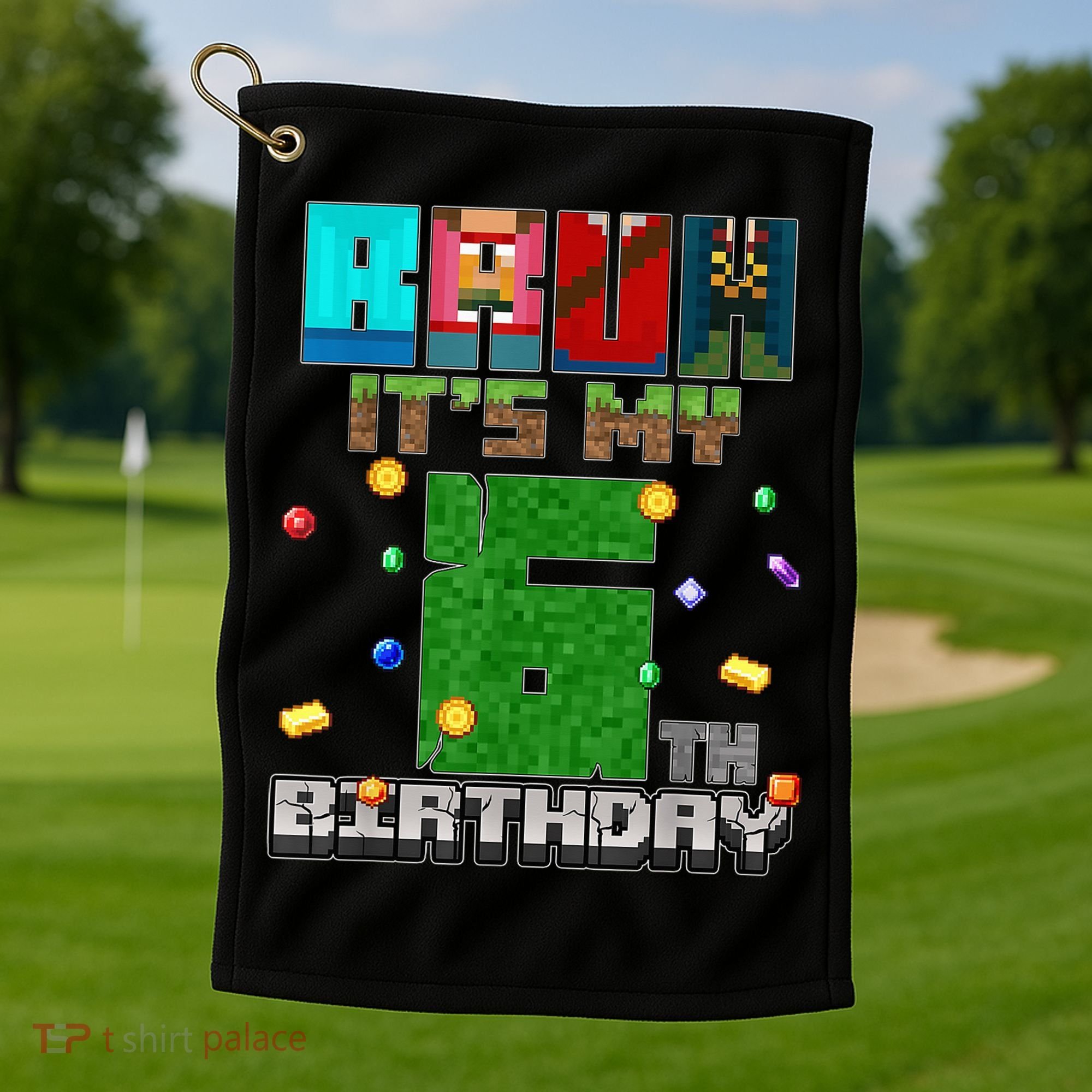 Bruh It'S My 6th Birthday Video Game Pixel Birthday Boy Golf Towel