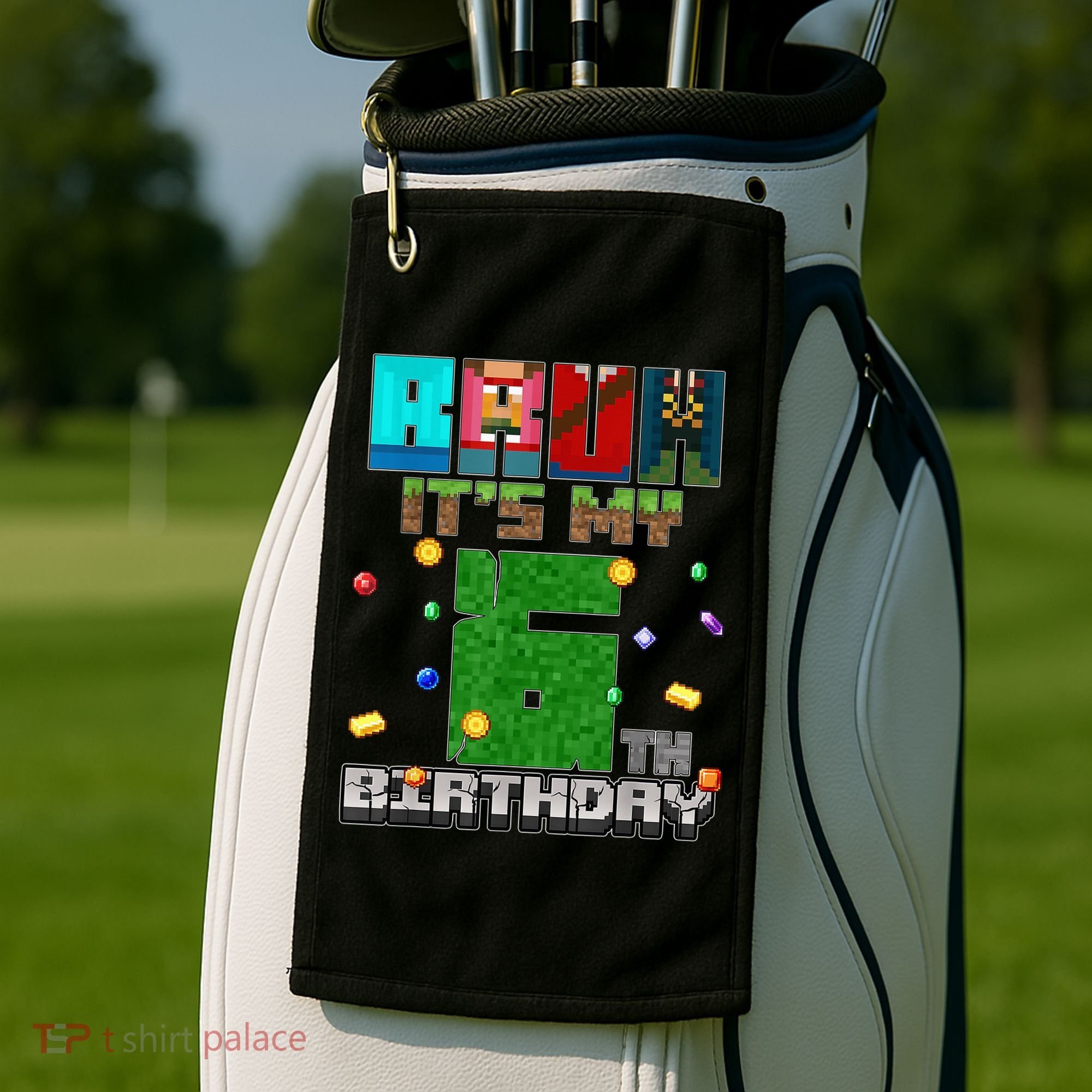Bruh It'S My 6th Birthday Video Game Pixel Birthday Boy Golf Towel