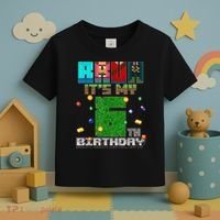 Bruh It'S My 6th Birthday Video Game Pixel Birthday Boy Toddler T-Shirt thumb 3