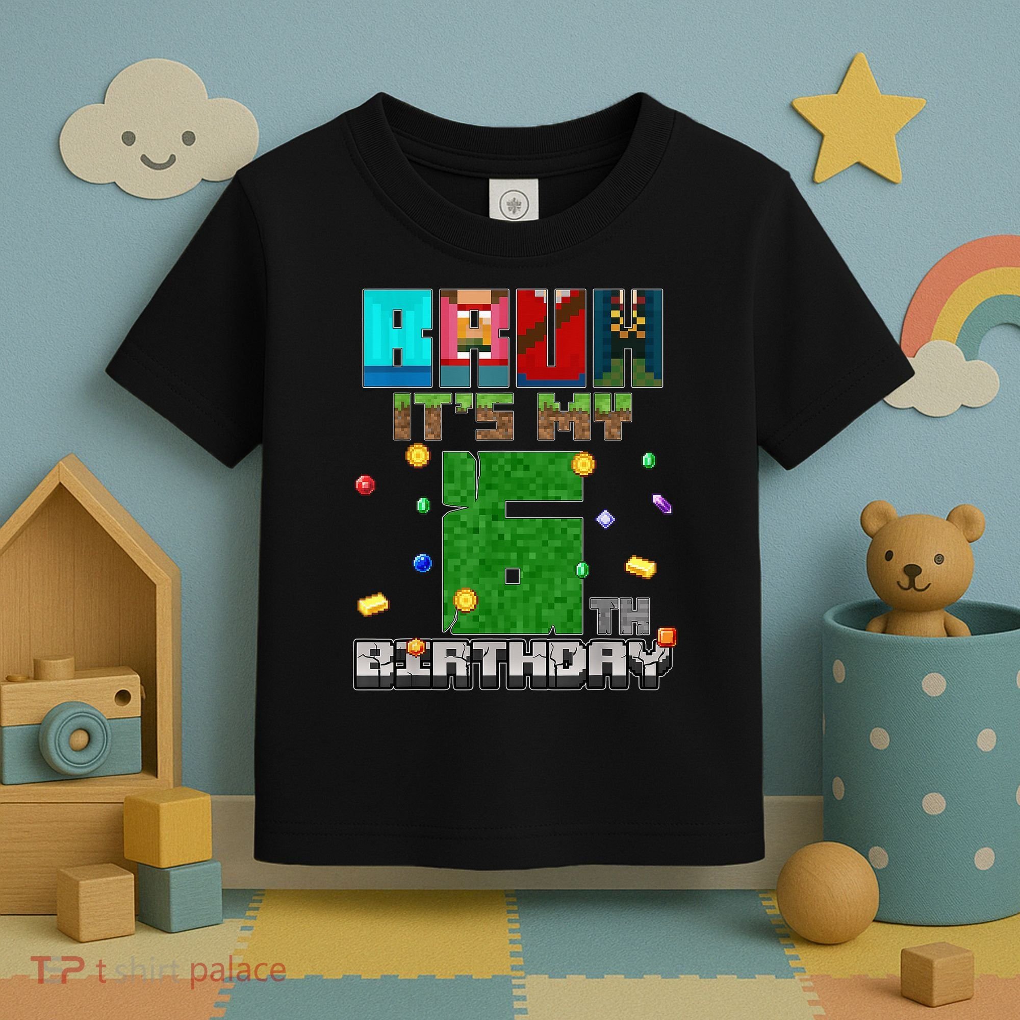 Bruh It'S My 6th Birthday Video Game Pixel Birthday Boy Toddler T-Shirt