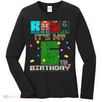 Bruh It'S My 6th Birthday Video Game Pixel Birthday Boy Women's Long Sleeve Shirt thumb 0