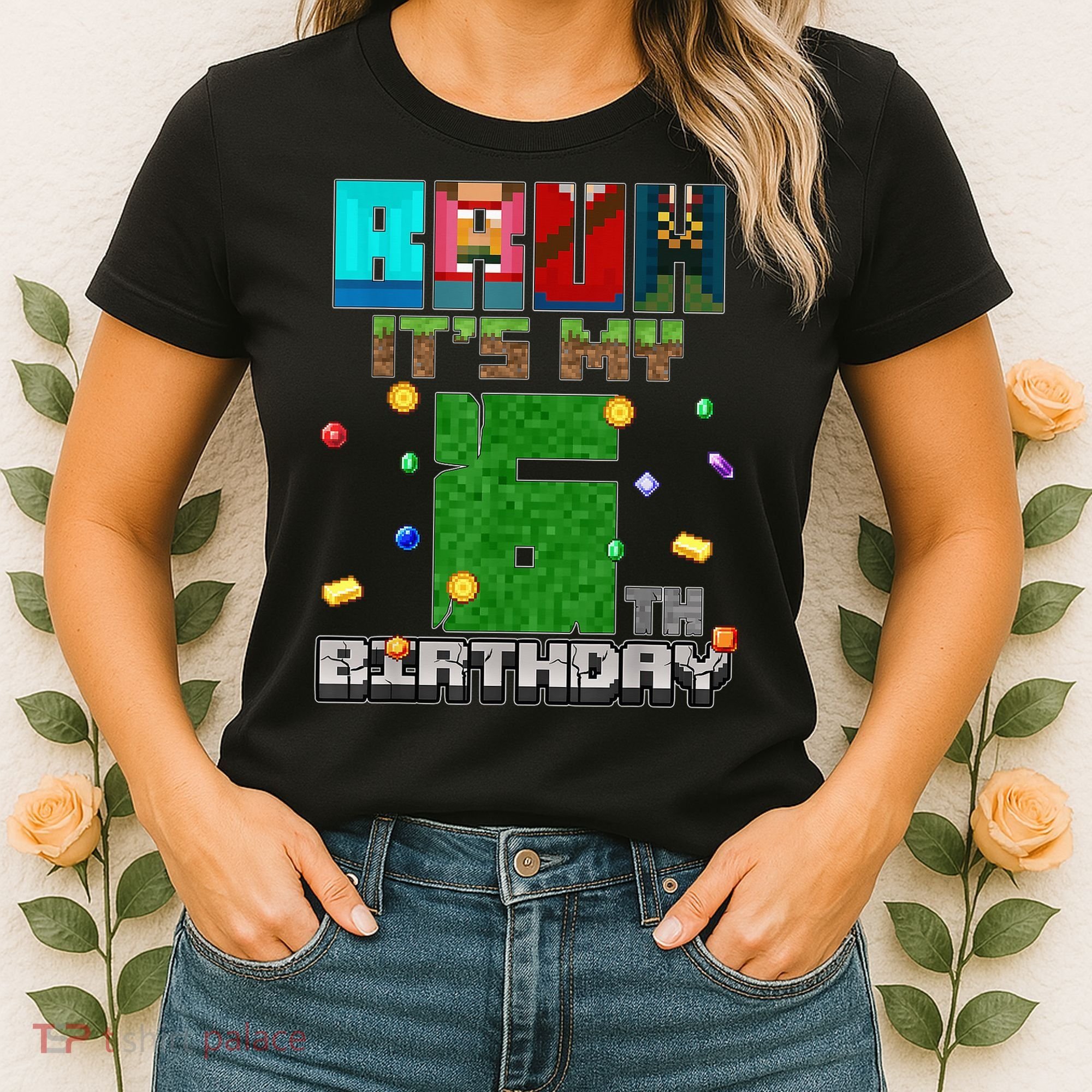 Bruh It'S My 6th Birthday Video Game Pixel Birthday Boy Women's T-Shirt