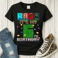 Bruh It'S My 6th Birthday Video Game Pixel Birthday Boy Women's T-Shirt thumb 3