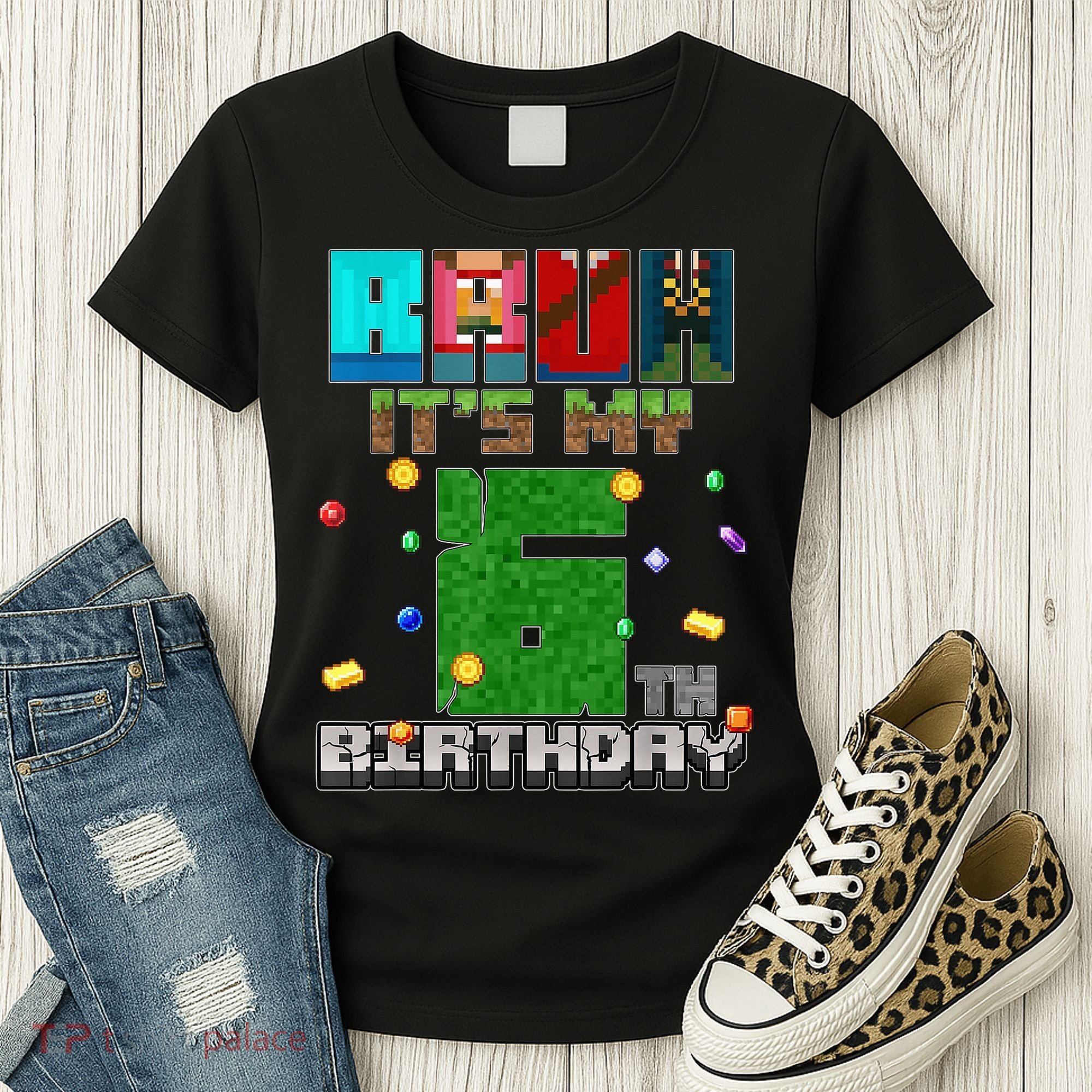 Bruh It'S My 6th Birthday Video Game Pixel Birthday Boy Women's T-Shirt
