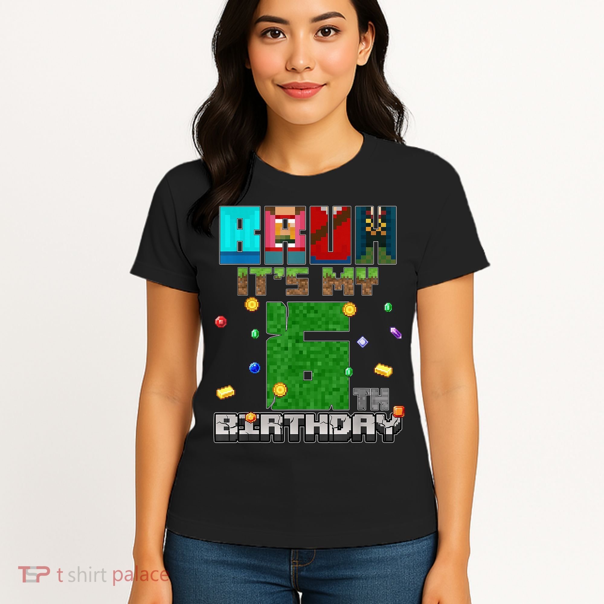 Bruh It'S My 6th Birthday Video Game Pixel Birthday Boy Women's T-Shirt
