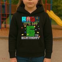 Bruh It'S My 6th Birthday Video Game Pixel Birthday Boy Kids Hoodie thumb 3