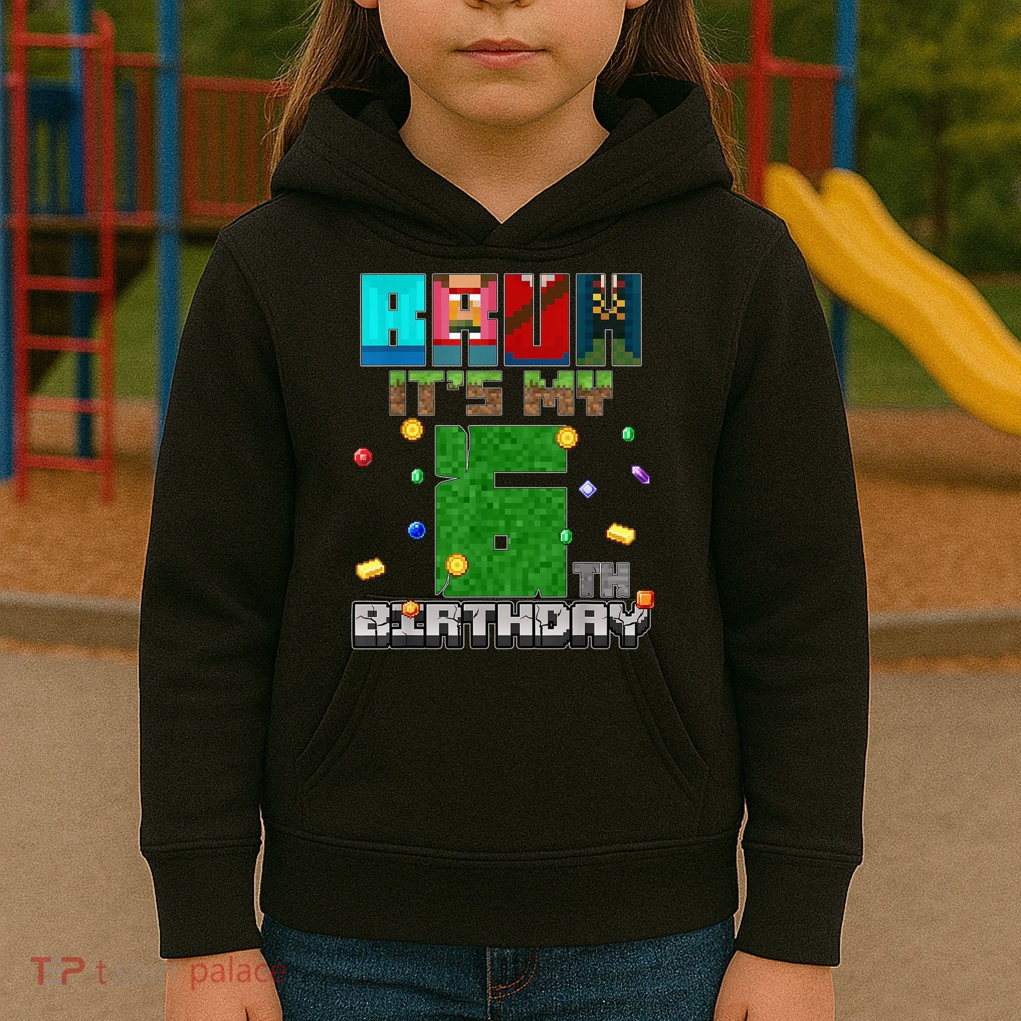 Bruh It'S My 6th Birthday Video Game Pixel Birthday Boy Kids Hoodie