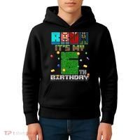 Bruh It'S My 6th Birthday Video Game Pixel Birthday Boy Kids Hoodie thumb 4