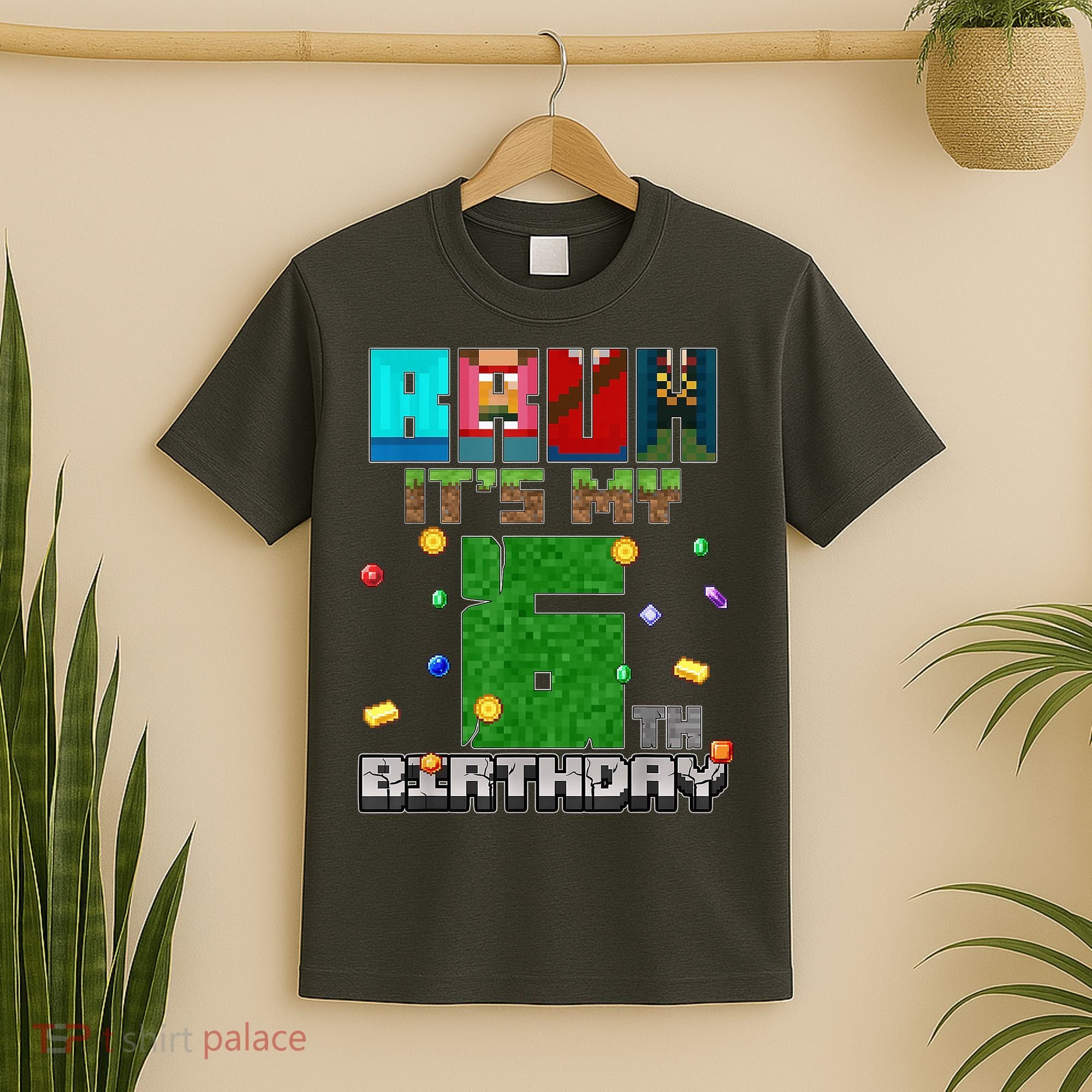 Bruh It'S My 6th Birthday Video Game Pixel Birthday Boy T-Shirt