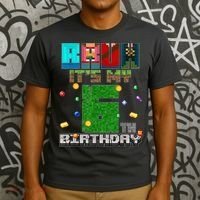Bruh It'S My 6th Birthday Video Game Pixel Birthday Boy T-Shirt thumb 3