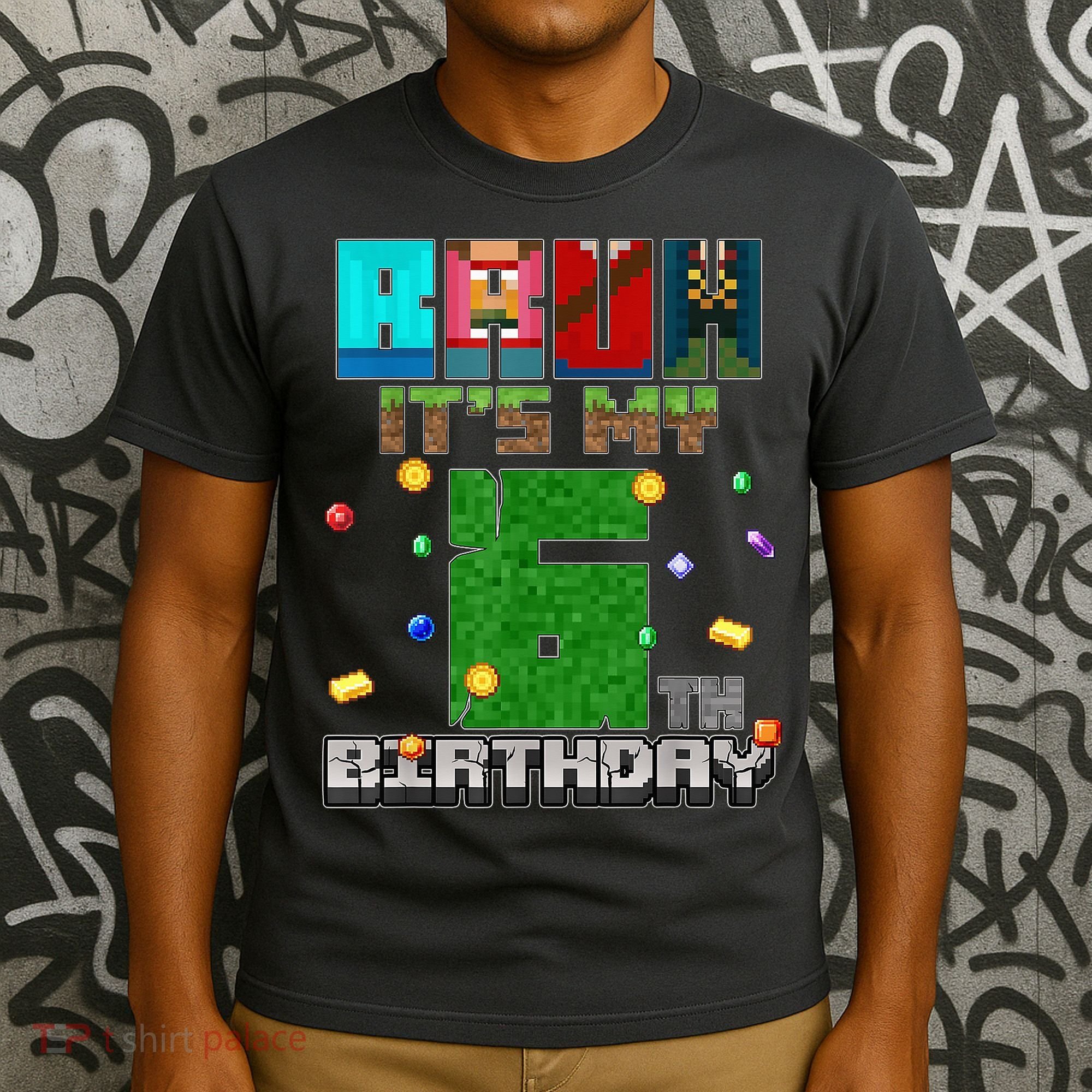 Bruh It'S My 6th Birthday Video Game Pixel Birthday Boy T-Shirt