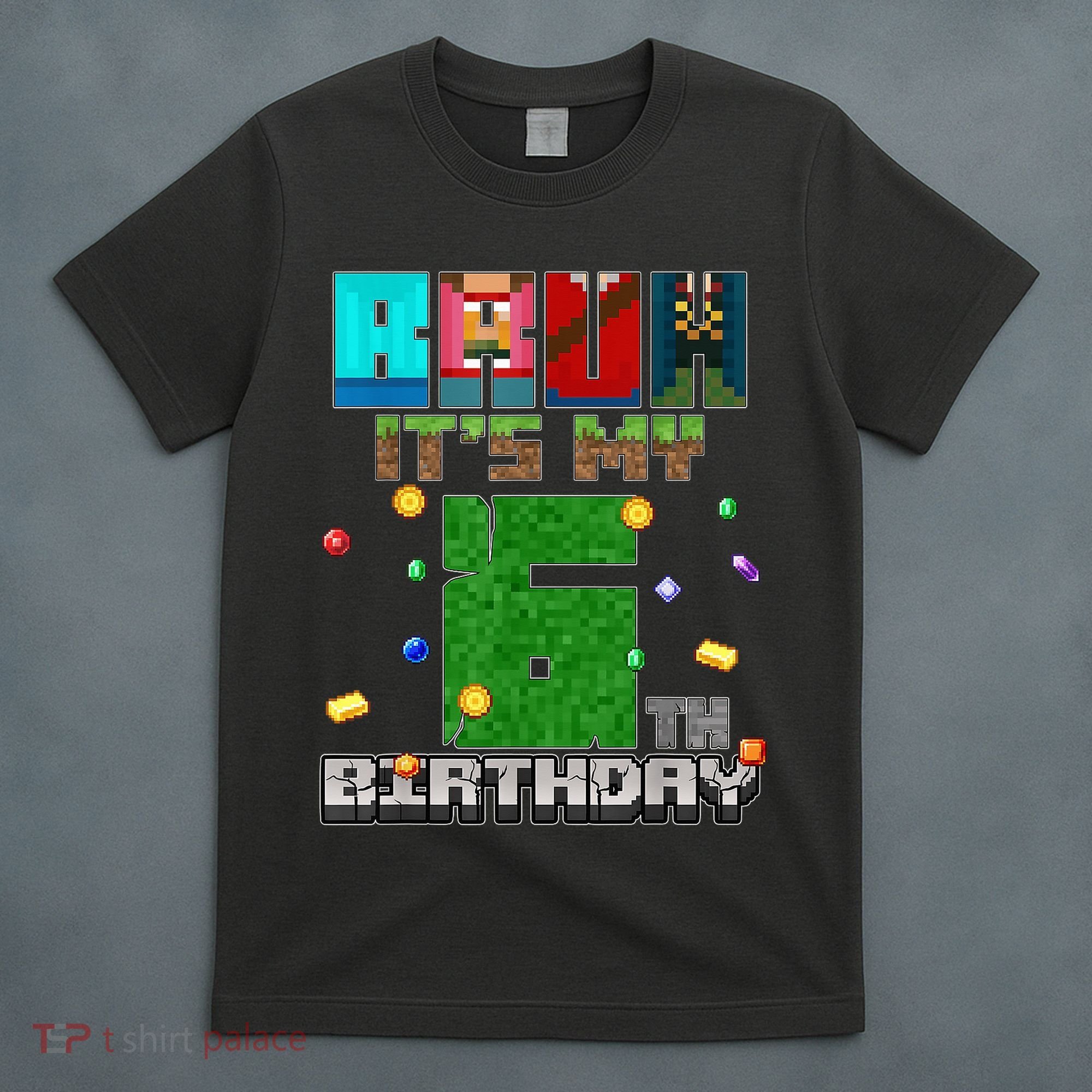 Bruh It'S My 6th Birthday Video Game Pixel Birthday Boy T-Shirt