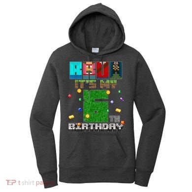 Bruh It'S My 6th Birthday Video Game Pixel Birthday Boy Women's Hoodie