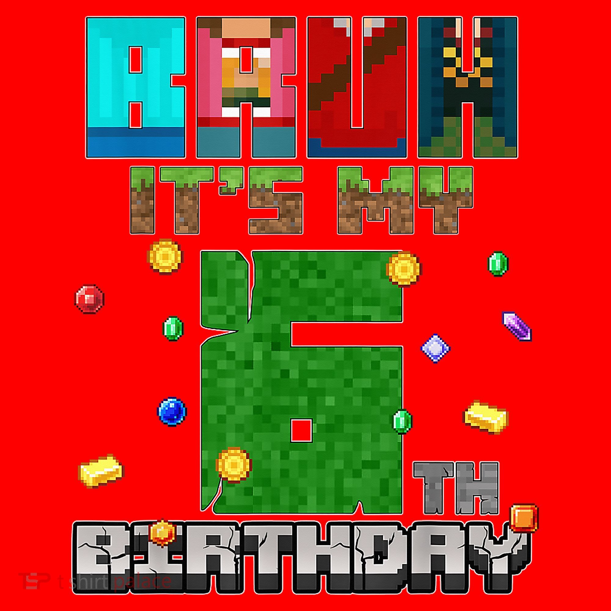 Bruh It'S My 6th Birthday Video Game Pixel Birthday Boy Santa Hat