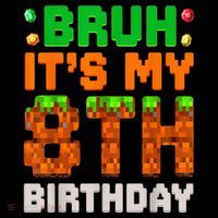 Bruh It'S My 8th Birthday 8 Year Old Birthday Boy Pixel Game Stripe Pom Pom Beanie thumb 2