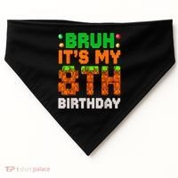 Bruh It'S My 8th Birthday 8 Year Old Birthday Boy Pixel Game USA-Made Doggie Bandana thumb 0